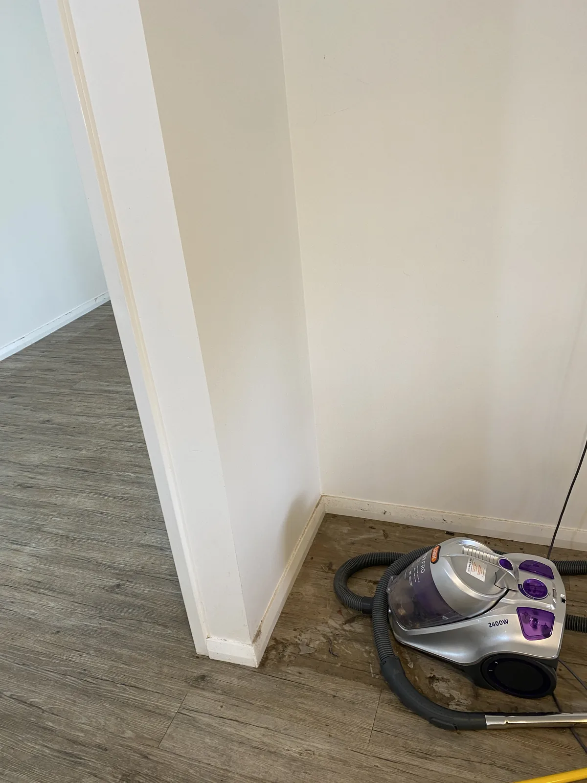 Floor cleaning in progress